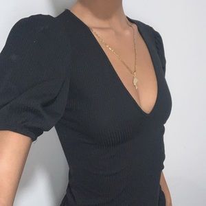 ZARA Puff Sleeve Low Cut T-Shirt